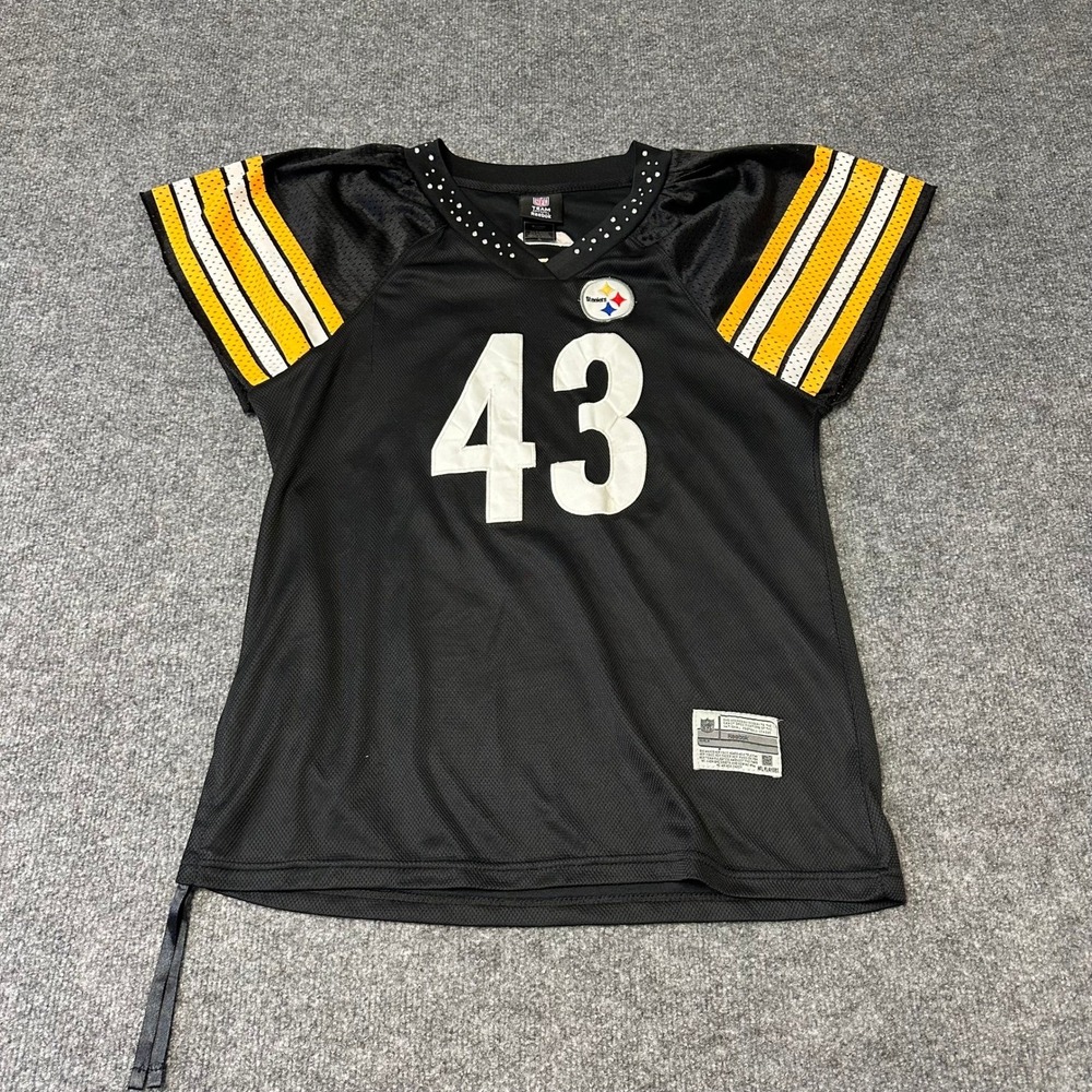 Reebok Jersey Womens Large Black Polamalu 43 Steelers Rhinestone Mesh Football